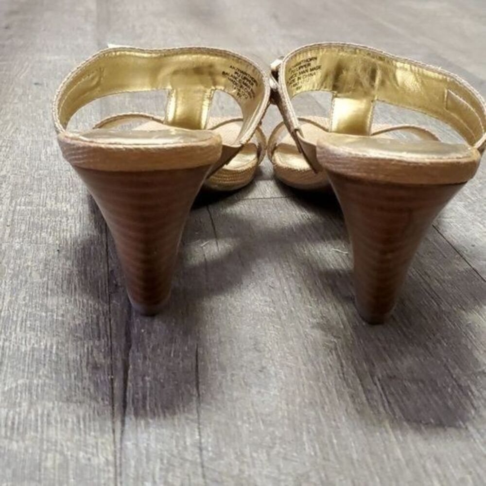 Anne Klein MULES Heels Sandals Shoes GOLD Slip On OPEN TOE Women's WOMAN'S 8 M - Picture 10 of 12